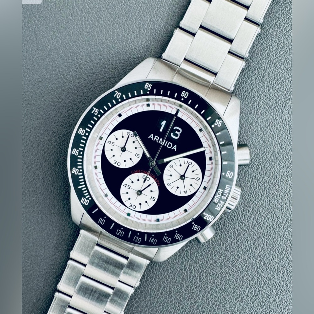 * SOLD * Armida A10 black bezel Chronograph ¡US SELLER/NO TARIFF! Watch